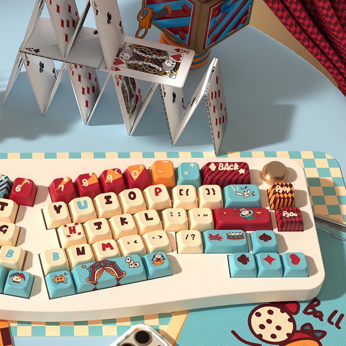 WASDWORKS Bloom — "Cat Carnival" MDA PBT Dye-Sub Keycap Set