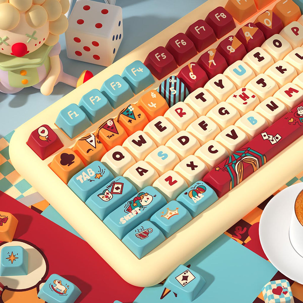 WASDWORKS Bloom — "Cat Carnival" MDA PBT Dye-Sub Keycap Set