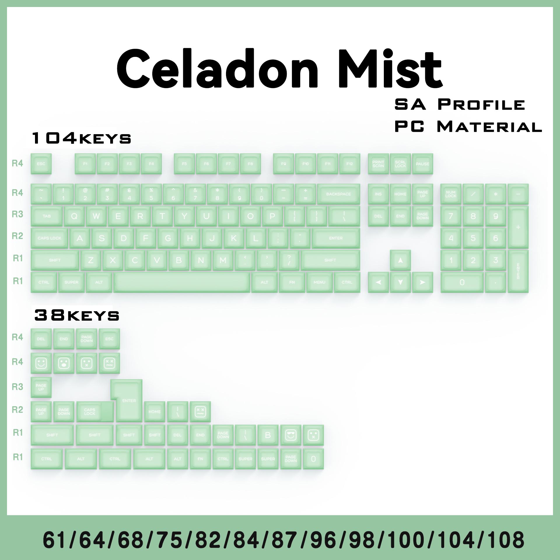 WASDWORKS Bloom — "JadeGlow" SA Profile PC Translucent Keycap Set (142 Keys)