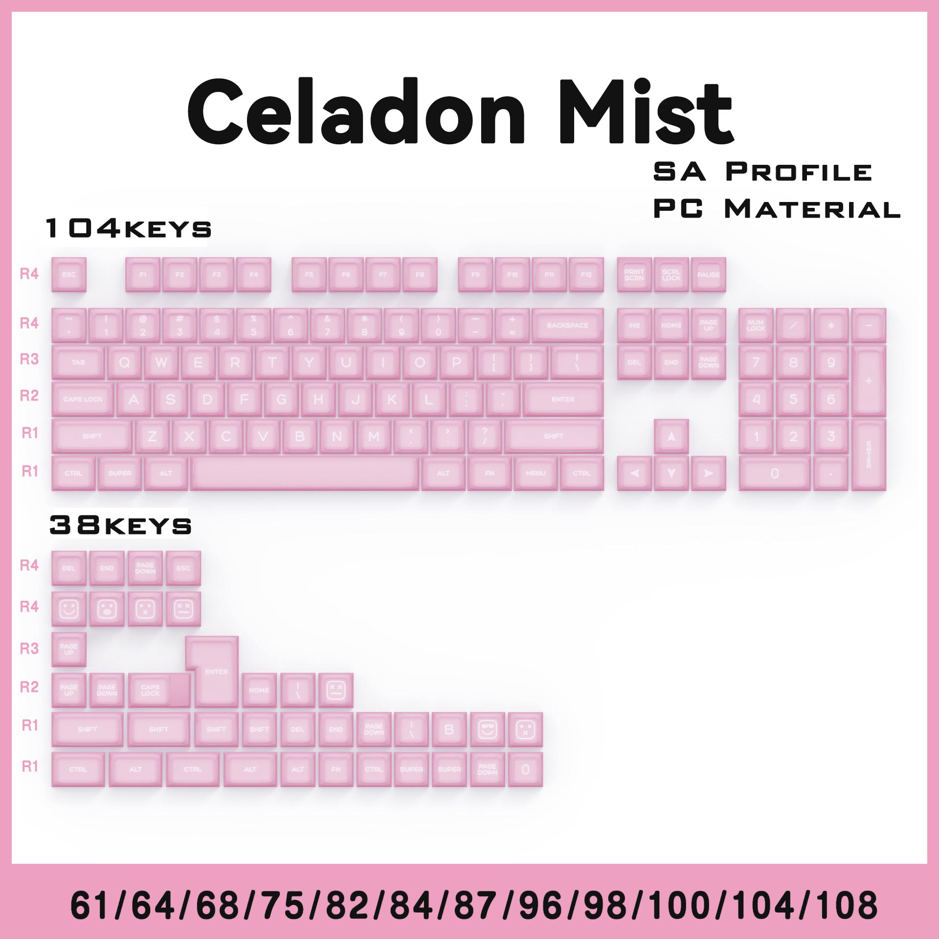 WASDWORKS Bloom — "JadeGlow" SA Profile PC Translucent Keycap Set (142 Keys)